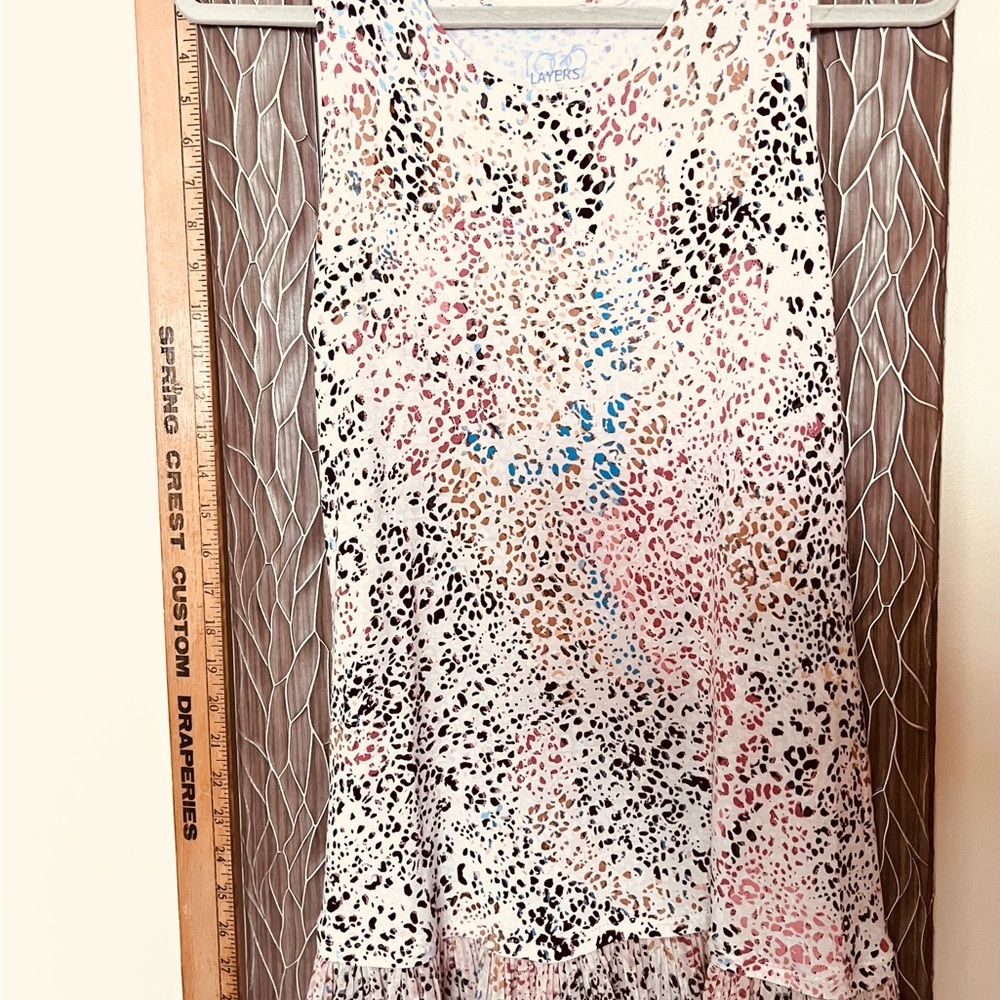LOGO Multicolor Abstract Leopard Print Sleeveless Top - EUC